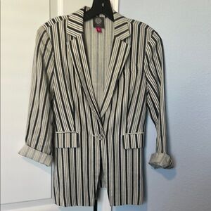 Vince Camuto Blue and Cream Blazer with Notched Lapel